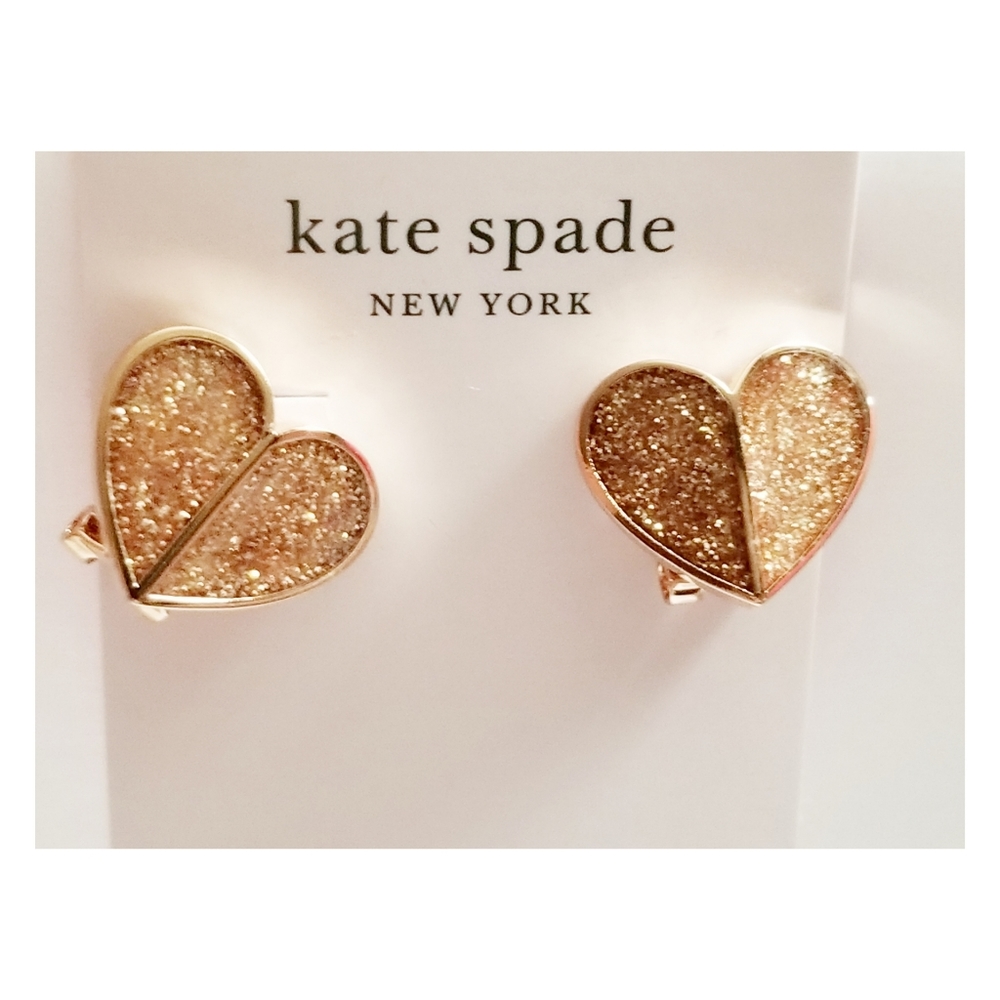 Kate Spade Gold Sparkling Heart Earrings